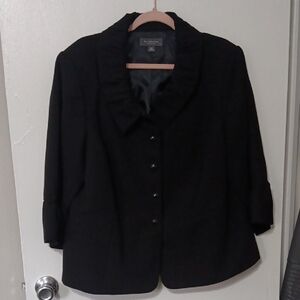 Black Women's Blazer with Ruffled Collar
